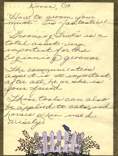 Handwritten testimonial