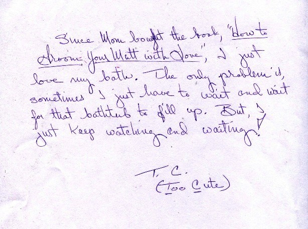 Handwritten testimonial